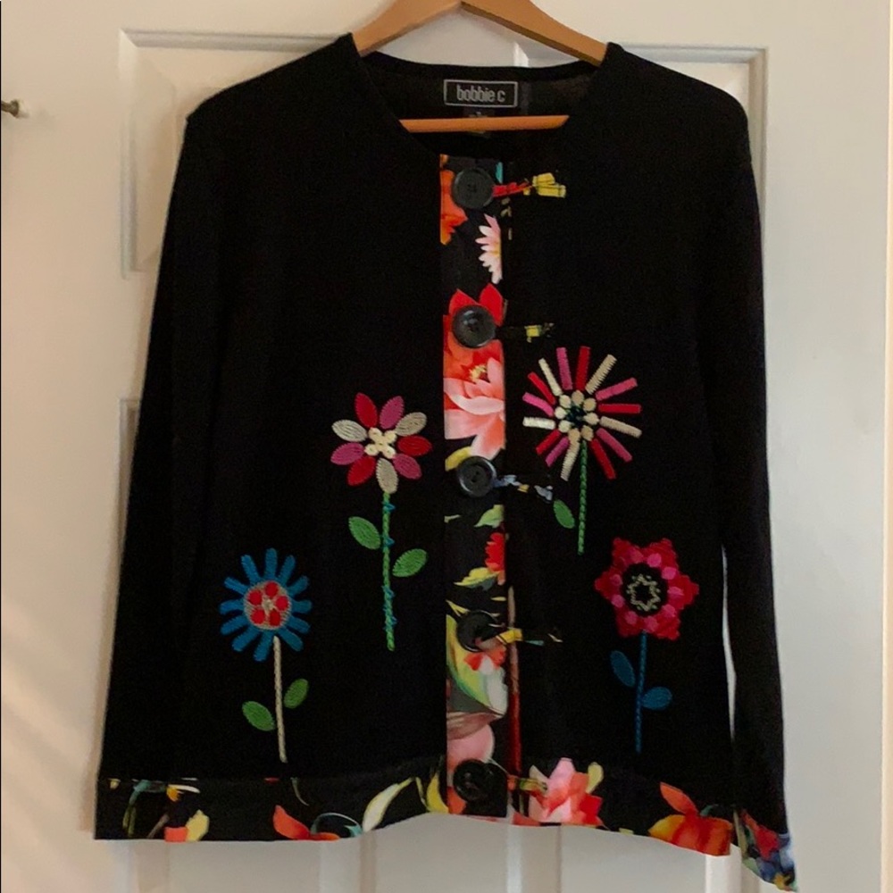 Embroidered sweater jacket